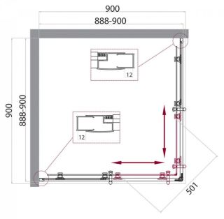 Душевой уголок BelBagno Uno 90x90см чёрный UNO-195-A-2-90-P-NERO