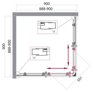 Душевой уголок BelBagno Uno-195 UNO-195-A-2-90-CH-CR 90x90см хром