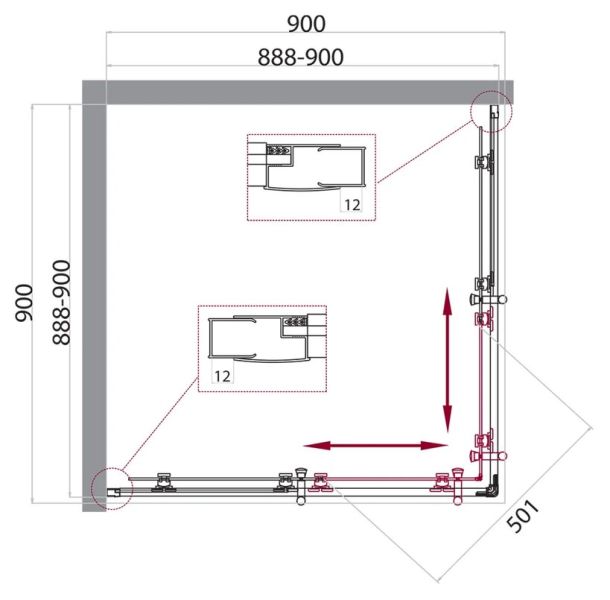 Душевой уголок BelBagno Uno-195 UNO-195-A-2-90-CH-CR 90x90см хром Душевой уголок BelBagno Uno-195 UNO-195-A-2-90-CH-CR 90x90см хром