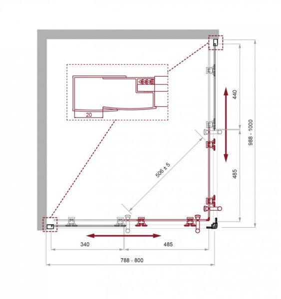 Душевой уголок BelBagno Uno 100x80см чёрный UNO-195-AH-2-100/80-C-NERO