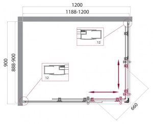 Душевой уголок прямоугольный, хром BelBagno UNO-195-AH-2-120/90-C-Cr