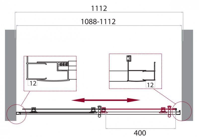 Душевая дверь, хром BelBagno UNO-195-BF-1-110-C-Cr