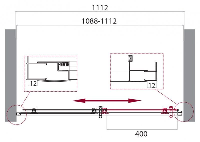 Душевая дверь BelBagno Uno 110см чёрный UNO-195-BF-1-110-C-NERO