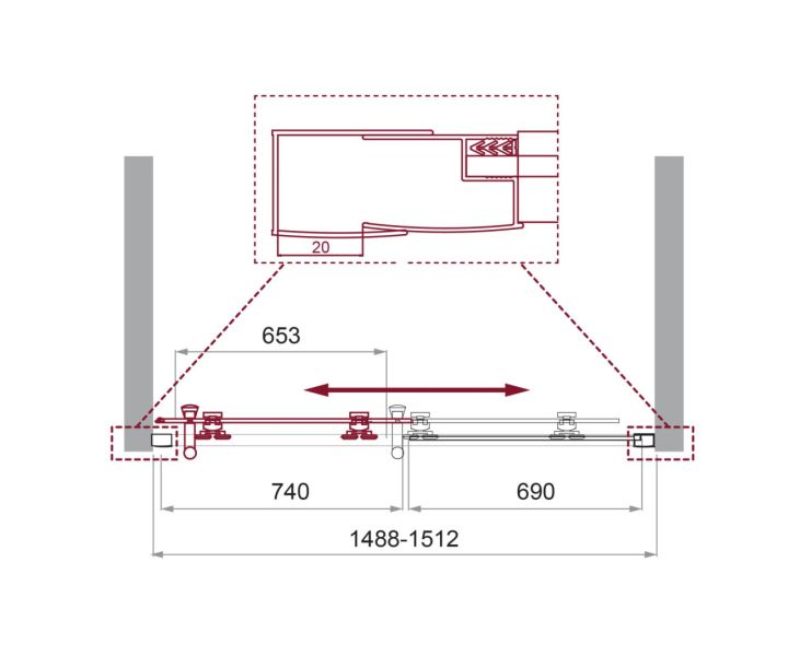 Душевая дверь BelBagno UNO-195-BF-1-150-C-Cr хром
