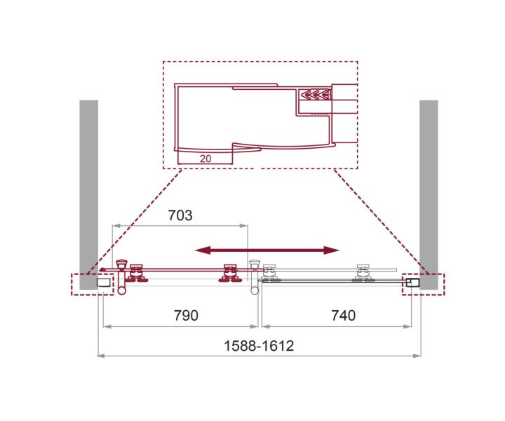 Душевая дверь BelBagno UNO-195-BF-1-160-C-Cr хром