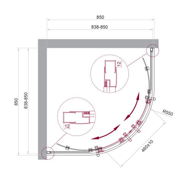 Душевой уголок BelBagno UNO-195-R-2-85-C-Cr хром