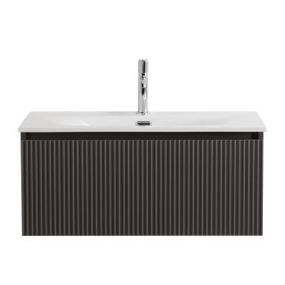 База под раковину BelBagno подвесная с фрезерованными ручками по всей длине фасада с одним выкатн. ящ.  800x455x350,UNO-800-1C-SO-GSO темно-серый матовый