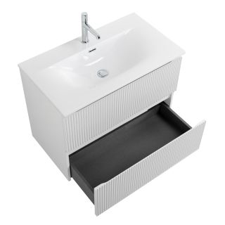 База под раковину BelBagno подвесная с фрезерованными ручками по всей длине фасада с двумя выкатн. ящ., Bianco Opaco, 800x455x608, UNO-800-2C-SO-BO белый матовый