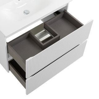 База под раковину BelBagno подвесная с фрезерованными ручками по всей длине фасада с двумя выкатн. ящ., Bianco Opaco, 800x455x608, UNO-800-2C-SO-BO белый матовый