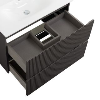 База под раковину BelBagno подвесная с фрезерованными ручками по всей длине фасада с двумя выкатн. ящ  800x455x608, UNO-800-2C-SO-GSO темно-серый матовый