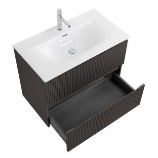 База под раковину BelBagno подвесная с фрезерованными ручками по всей длине фасада с двумя выкатн. ящ  800x455x608, UNO-800-2C-SO-GSO темно-серый матовый