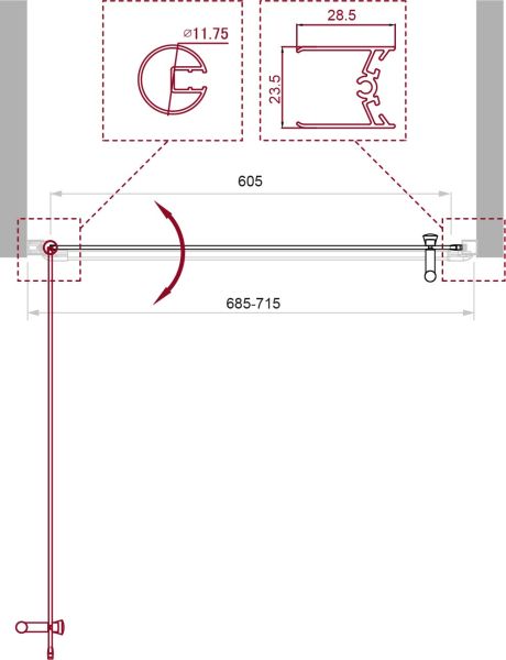 Душевая дверь BelBagno UNO-B-1-70-P-Cr