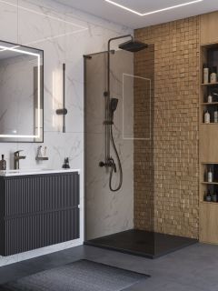 Душевая перегородка Belbagno UNO-L-1-TB-100-BR-GM оружейная сталь