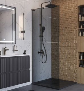 Душевая перегородка Belbagno UNO-L-1-TB-100-C-GM оружейная сталь
