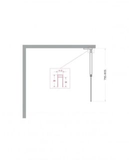 Душевая перегородка Belbagno UNO-L-1-TB-80-C-GM оружейная сталь