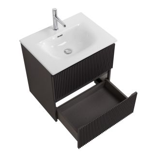 База под раковину BelBagno подвесная с фрезеров. ручк. по всей длине фасада с двумя выкатн. ящ.  500x395x608,UNO-MINI-500-2C-SO-GSO темно-серый матовый