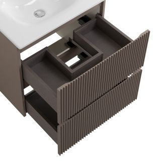 База под раковину BelBagno подвесная с фрезерованными ручками по всей длине фасада с двумя выкатн. ящ. 600x395x608,UNO-MINI-600-2C-SO-СO бежевый матовый