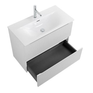 База под раковину BelBagno подвесная с фрезерованными ручками по всей длине фасада с двумя выкатн. ящ., Bianco Opaco,700x395x608,UNO-MINI-700-2C-SO-BO белый матовый