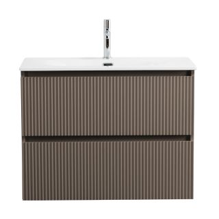 База под раковину BelBagno подвесная с фрезерованными ручками по всей длине фасада с двумя выкатн. ящ., 800x395x608,UNO-MINI-800-2C-SO-СO бежевый матовый