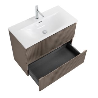 База под раковину BelBagno подвесная с фрезерованными ручками по всей длине фасада с двумя выкатн. ящ., 800x395x608,UNO-MINI-800-2C-SO-СO бежевый матовый