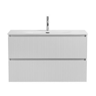 База под раковину BelBagno подвесная с фрезерованными ручками по всей длине фасада с двумя выкатн. ящ., Bianco Opaco,900x395x608,UNO-MINI-900-2C-SO-BO белый матовый