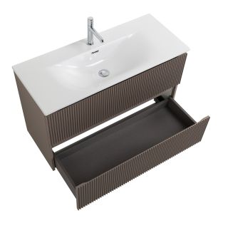 База под раковину BelBagno подвесная с фрезерованными ручками по всей длине фасада с двумя выкатн. ящ.,900x395x608,UNO-MINI-900-2C-SO-СO бежевый матовый