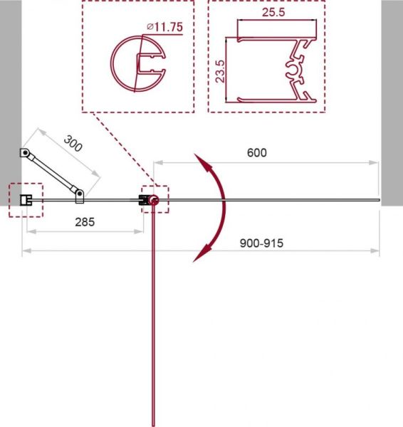 Шторка на ванну BelBagno Uno 90см чёрный UNO-V-1-90/150-C-NERO