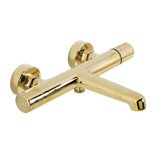 Смеситель BelBagno для ванны и душа в комплекте с ручным душем, шлангом и держателем, золото UNO-VASM/DFS-ORO