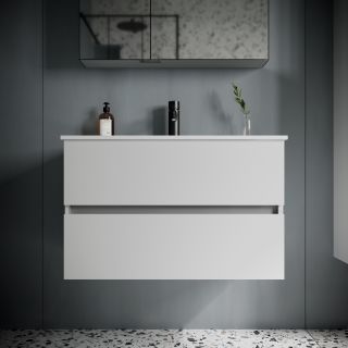 Подвесная тумба под раковину Sancos Urban UR80W 80см белый глянец