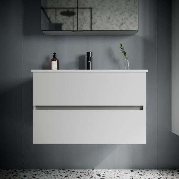 Подвесная тумба под раковину Sancos Urban UR80W 80см белый глянец