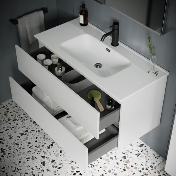 Подвесная тумба под раковину Sancos Urban UR120-1W 120см белый глянец