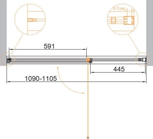 Душевая дверь Cezares Urban 110см чёрный URBAN-B-12-110-C-NERO