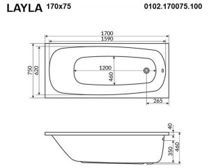 Гидромассажная ванна Whitecross Layla 0102.170075.100.RELAX.BR 170x75см Relax бронза
