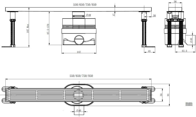 Душевой лоток Allen Brau Priority 9.50030.BN 85 см никель браш