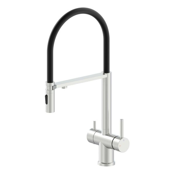 Смеситель для кухни Wonzon & Woghand WW-88458009-BN с гибким изливом и подключением фильтра брашированный никель