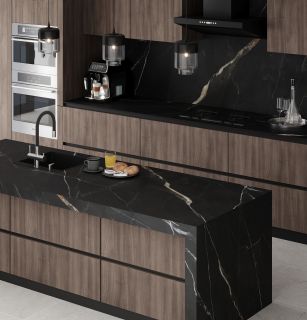 Керамогранит Staro StaroSlabs СЛЭБ УТ-00000821 59921650 Calacatta Black Matt 160х320 Slab Matt матовый