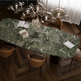 Керамогранит Staro StaroSlabs СЛЭБ УТ-00000825 83632070 Peacock Verde Texture 160х320 FullBody текстурированный