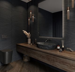 Керамогранит Staro Slim Loft Rock Black Matt рельефный УТ-00001204 23461385 60x120
