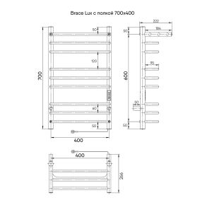 Полотенцесушитель электрический Indigo Brace Lux 70x40 см чёрный муар