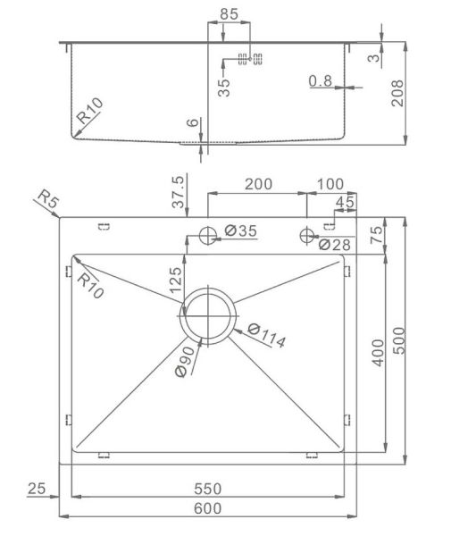 Кухонная мойка Raglo R701.6050.09 60см графит Кухонная мойка Raglo R701.6050.09 60см графит