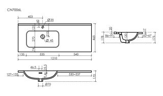 Раковина мебельная Ceramicanova Элемент (Element) CN7006L 121 см белый