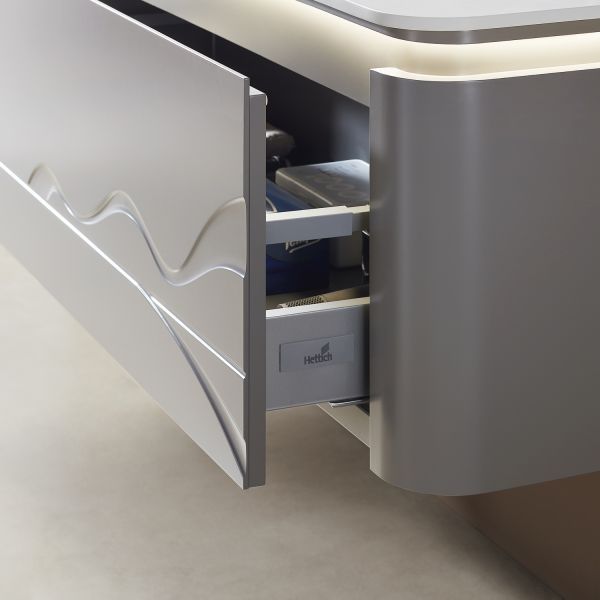 Комплект мебели для ванной Black&White Gravity V-2400 Hettich drawers Corian no-hole mirror LED Anti-fog