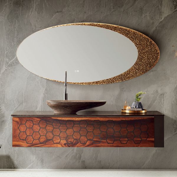 Комплект мебели для ванной Black&White Gravity V-2420A Hettich drawers Marble 1-hole mirror LED  Anti-fog