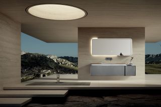 Комплект мебели для ванной Black&White Gravity V-2427 Hettich drawers Steel Ar stone no-holе mirror LED Anti-fog