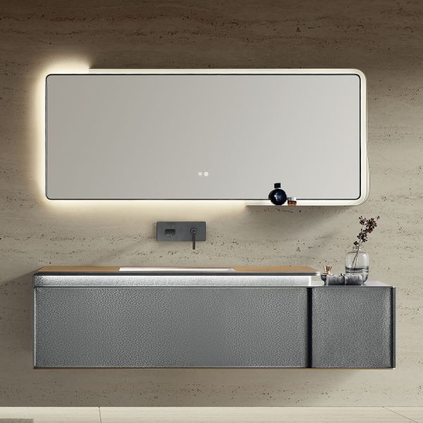 Комплект мебели для ванной Black&White Gravity V-2427 Hettich drawers Steel Ar stone no-holе mirror LED Anti-fog