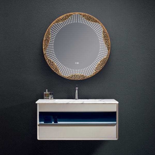 Комплект мебели для ванной Black&White Gravity V-2433 Unihopper drawers Marble 1-hole mirror LED Anti-fog