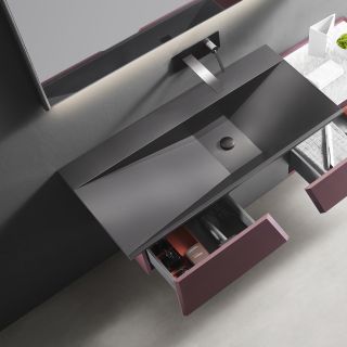 Комплект мебели для ванной Black&White Gravity V-2438 Unihopper drawers Steel no-hole mirror LED Anti-fog