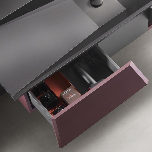 Комплект мебели для ванной Black&White Gravity V-2438 Unihopper drawers Steel no-hole mirror LED Anti-fog