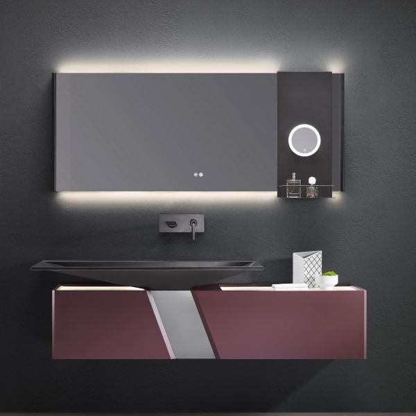 Комплект мебели для ванной Black&White Gravity V-2438 Unihopper drawers Steel no-hole mirror LED Anti-fog