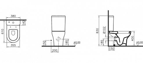 Унитаз Vitra Zentrum 9824B003-7207 напольный с крышкой микролифт